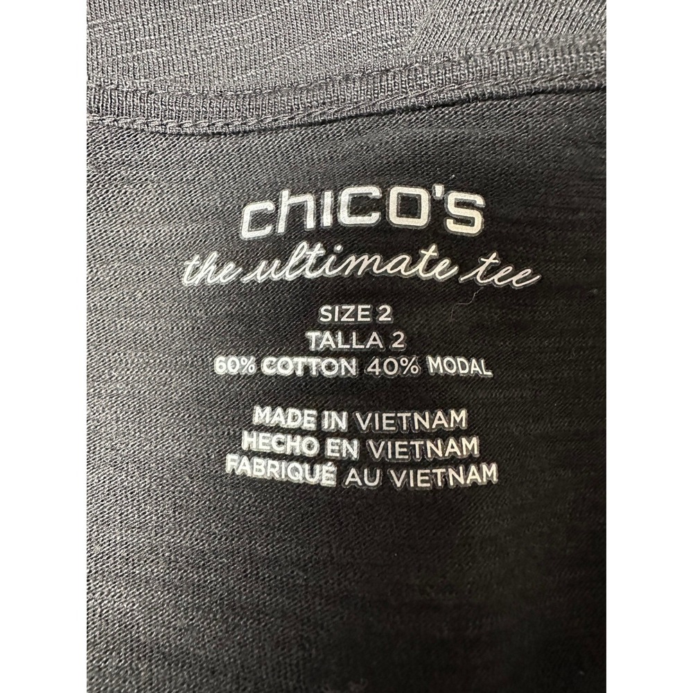 Chicos Open Cardigan Black Large Ultimate Tee Open‎ Front Slub Knit Pockets - Picture 3 of 10